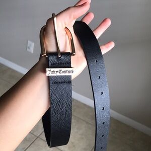 Juicy Couture Black Women's Belt with Gold Buckle